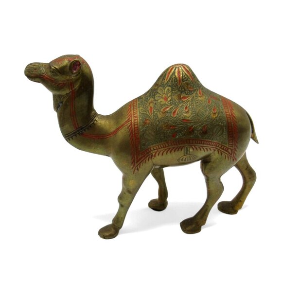 BRASS CAMEL with Painted Accents India Vintage 6" - Picture 4 of 10